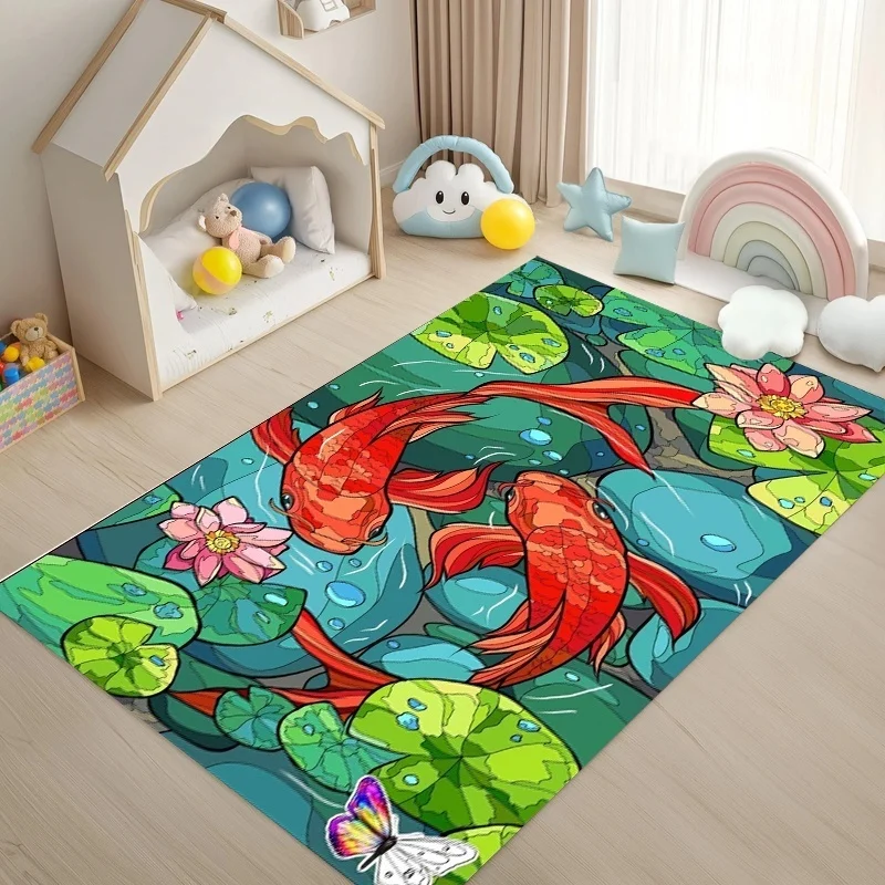Underwater Transparent Pebble Stone Area Rug Non Slip Floor Mat Realistic Blue Water Rock Texture Print Soft Carpet
