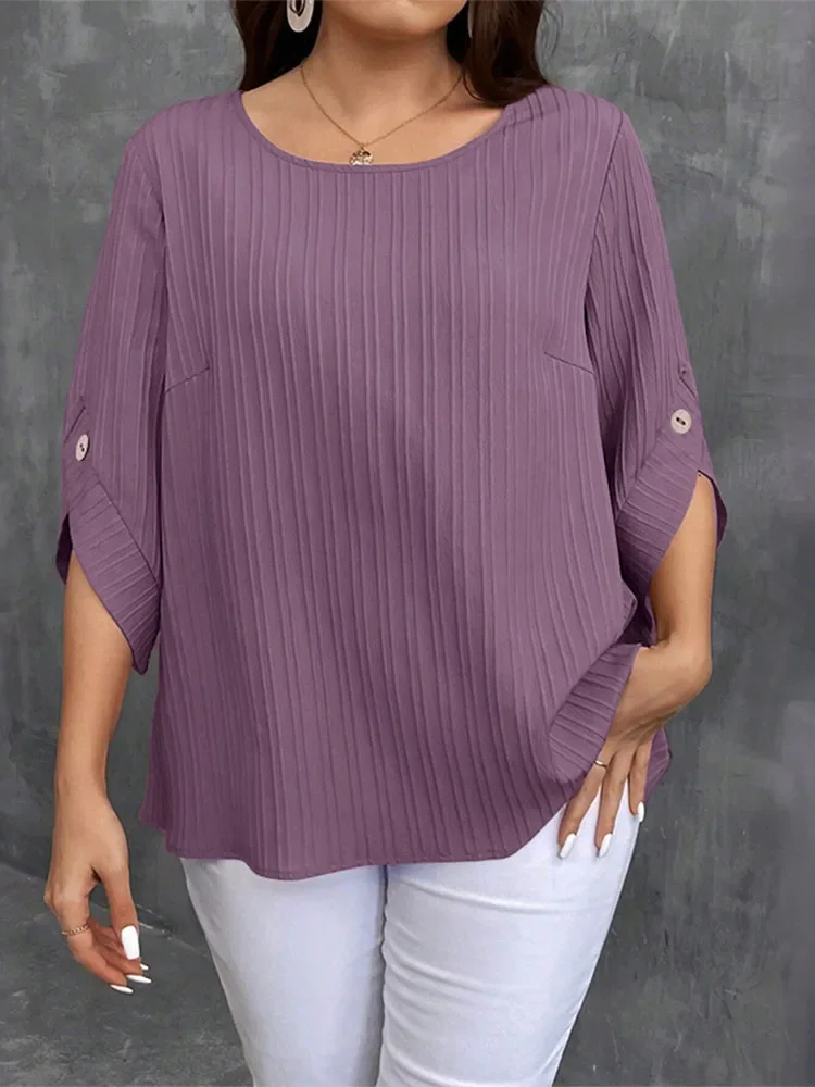 ZANZEA Elegant Blusas Women Autumn Solid Color Blouse 2025 Stylish O Neck Tops Fashion 3/4 Lantern Sleeve Casual Loose Tunics