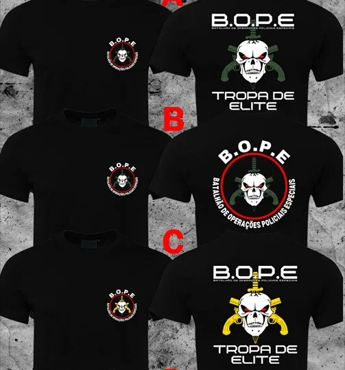 BOPE Tropa De Elite البرازيل قوات النخبة الخاصة تي شيرت قصير الأكمام عادية القطن س الرقبة رجالي تي شيرت
