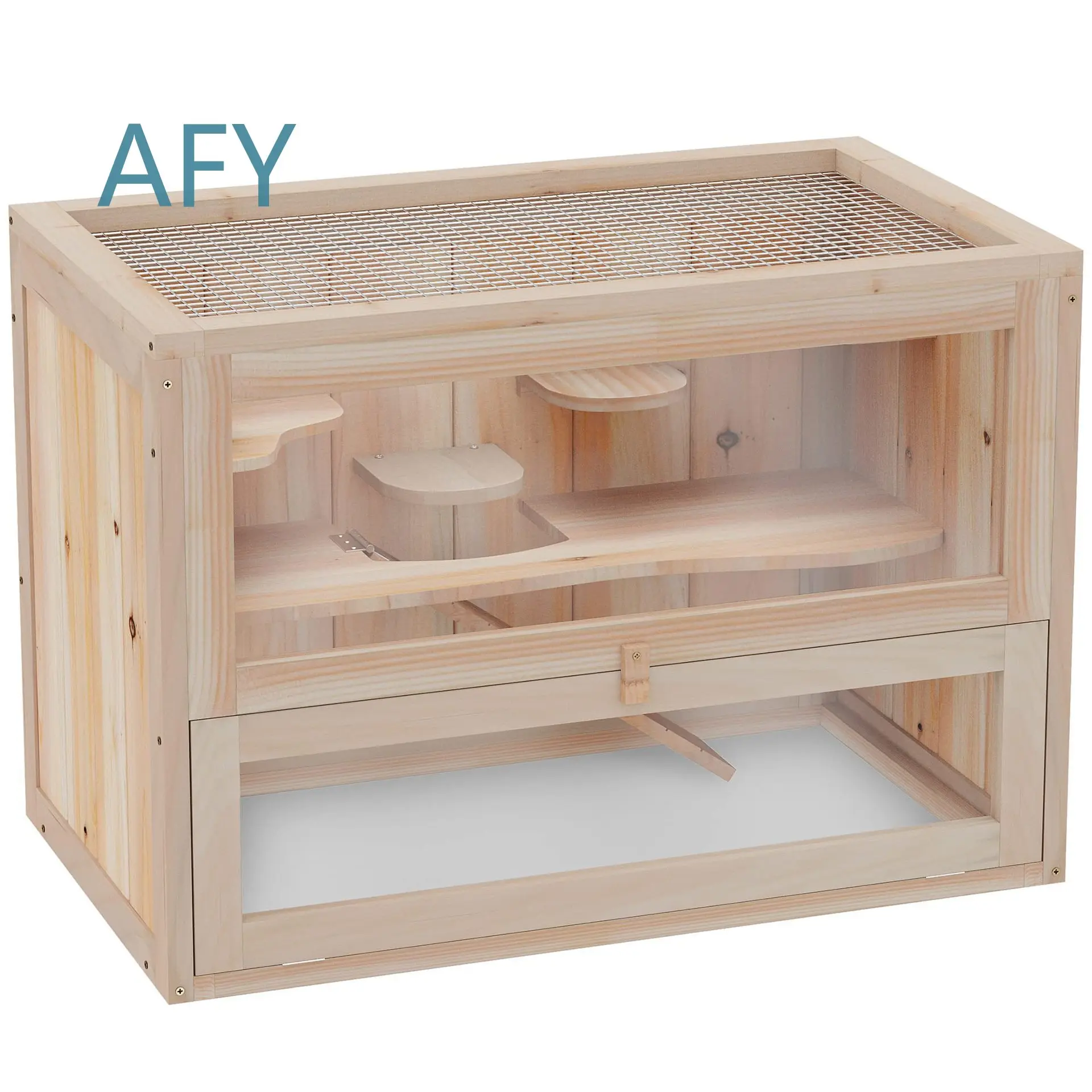 Wooden Hamster Feeding Breeding Box for Small Pets Simple Wooden Habitat Cage for Dwarf Hamster Gerbil for Rodent Care