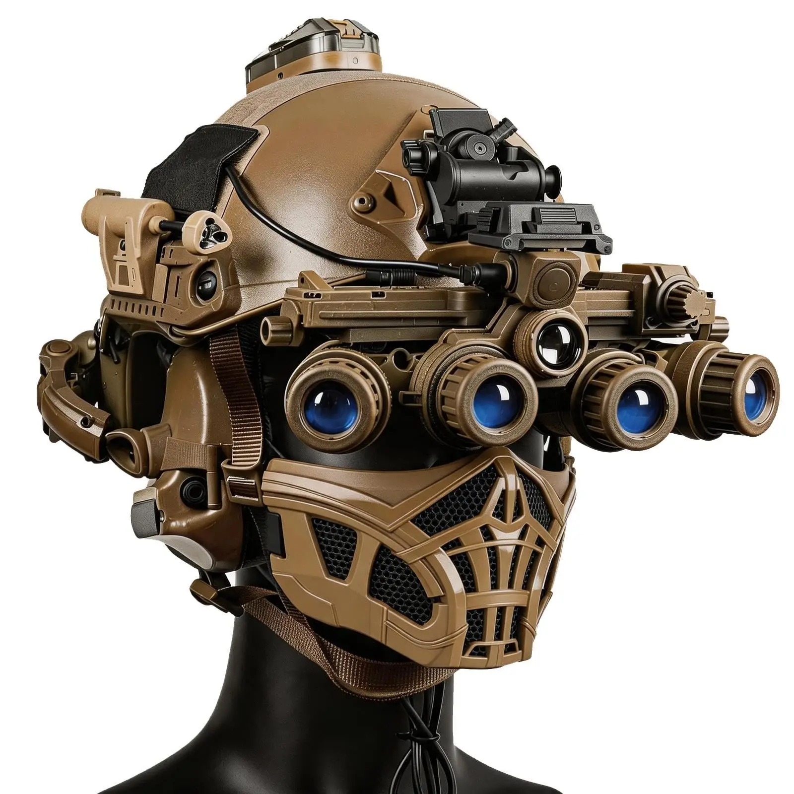7-in-1 FAST Tactical Helmet Set with Headset, NVG Model & Signal Light for Airsoft, Outdoor Hunting & Shooting Protective Gear