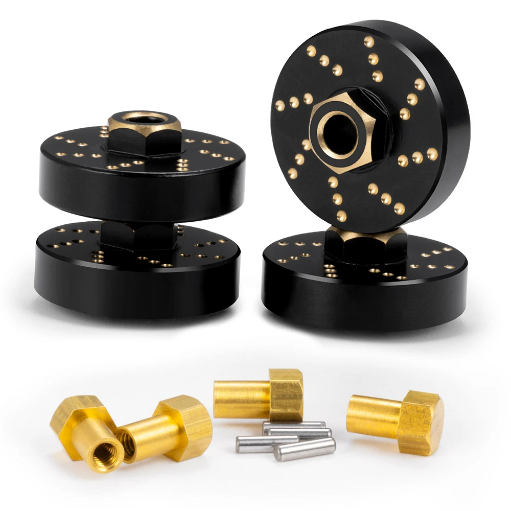 YEAHRUN 4Pcs Black Coating Brass Counterweight Wheel Hex Hub Adapters for TRX-4M 1/18 RC Crawler Car Upgrade Parts