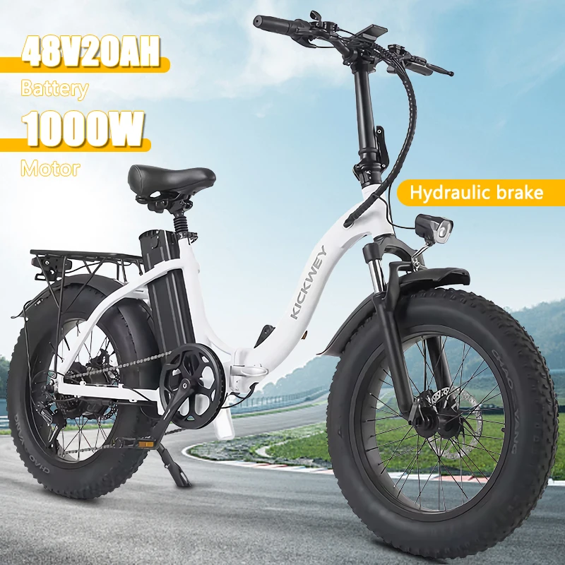 Kickwey L20 lithium battery 20 inch 1000w 48V20ah Electric City Bicycle Folding ebike 20*4.0 snow family fatbike