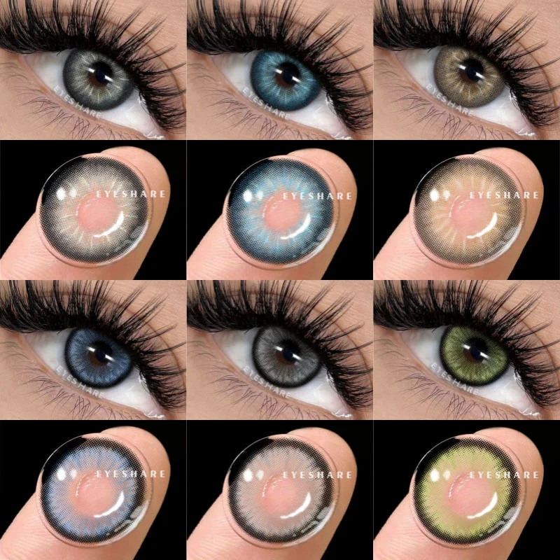 EYESHARE 1 คู่แฟชั่นสีคอนแทคเลนส์สําหรับตาสีเขียวธรรมชาติ Eye Contacts เลนส์สีฟ้ารายปีใช้เลนส์สีเทา Contacts