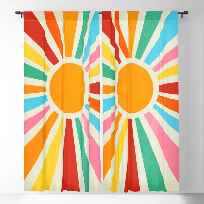 

Retro Sunrise: Rainbow Edition Blackout Curtains 3D Print Window Curtains For Bedroom Living Room Decor Window Treatments