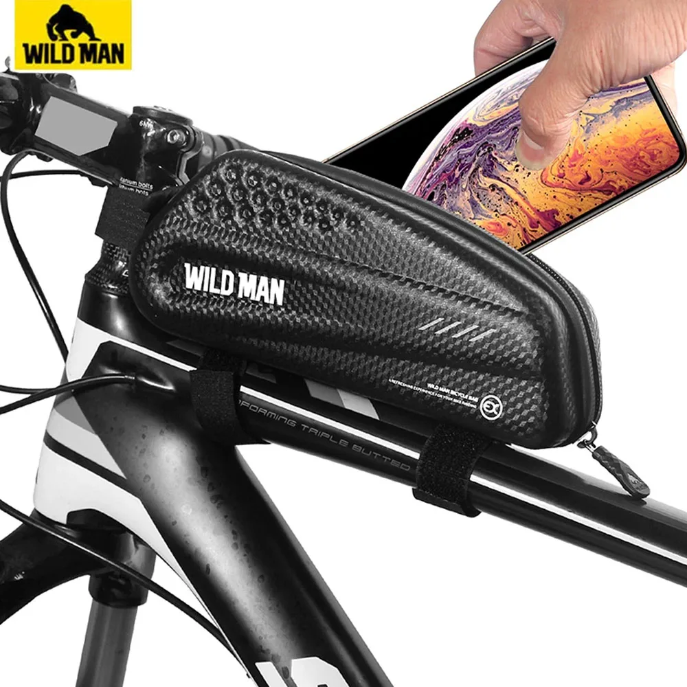 WILD MAN Mountain Bike Bag Top Tube Pannier Rainproof Waterproof Bicycle Hard Shell Bag Front Cycling Frame Bag Mtb Accesorios