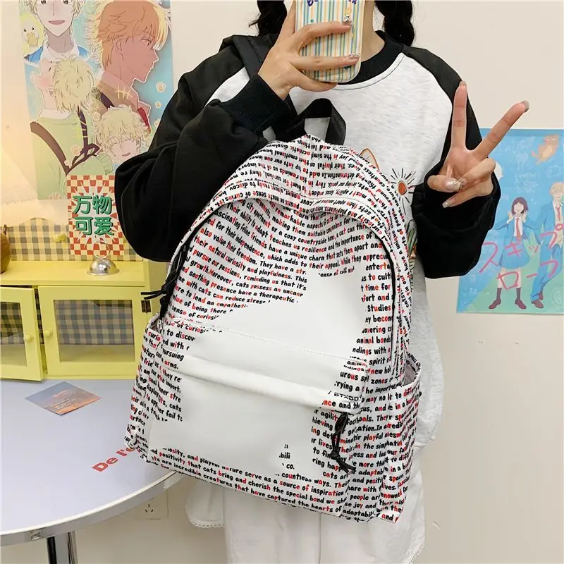 Nylon Backpack Euro-America Style Fashion Big Cat Sweet High-Capacity Girls Travel Backpack