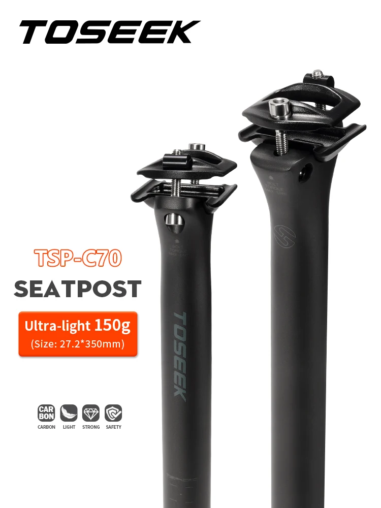 AliExpress TOSEEK C70 Carbon Seatpost Light Weight 27.2 31.6mm Length350/400mm Matte Black MTB Road Bike Seat Post  Seat Tube Bicycle Parts
