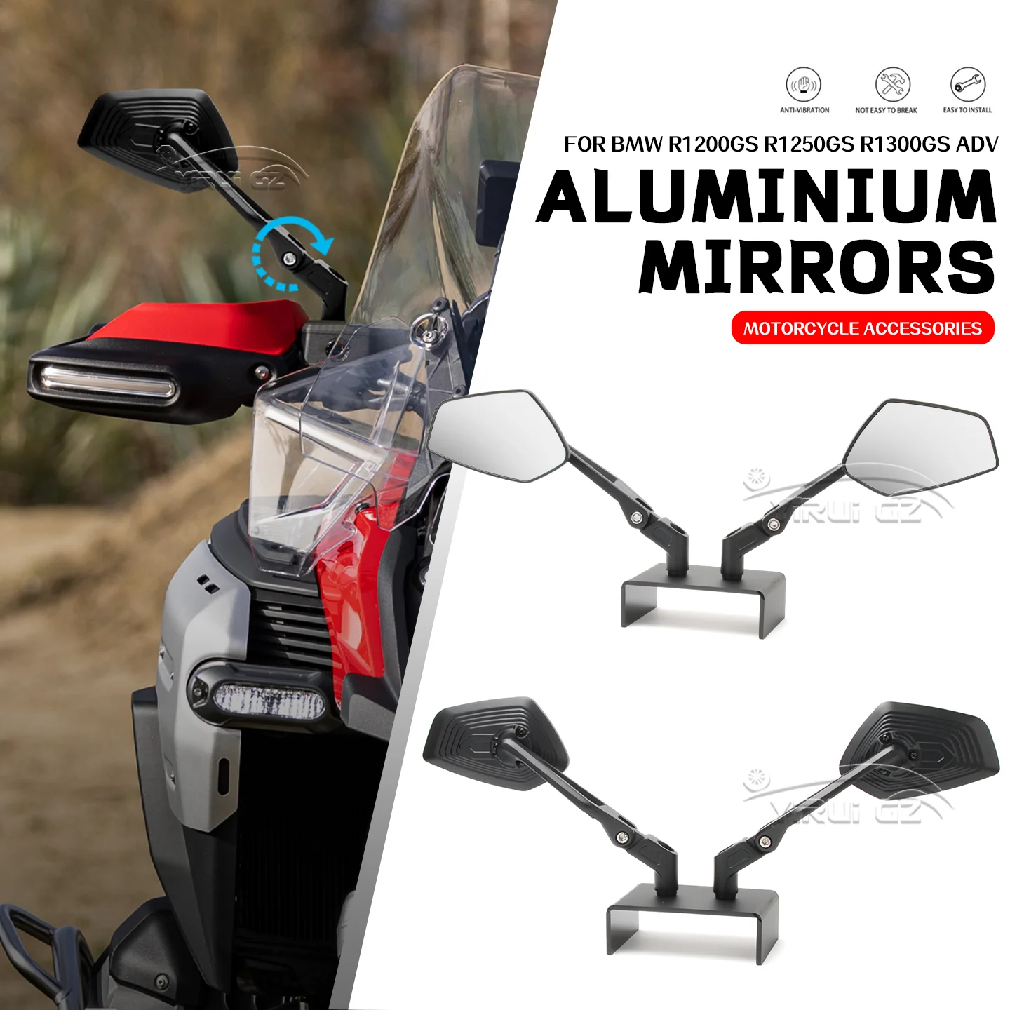 

Зеркало заднего вида для мотоцикла R1200GS R1200GS ADV R1250 GS ADV R1300GS R 1300 GS ADV, алюминиевые регулируемые боковые зеркала заднего вида