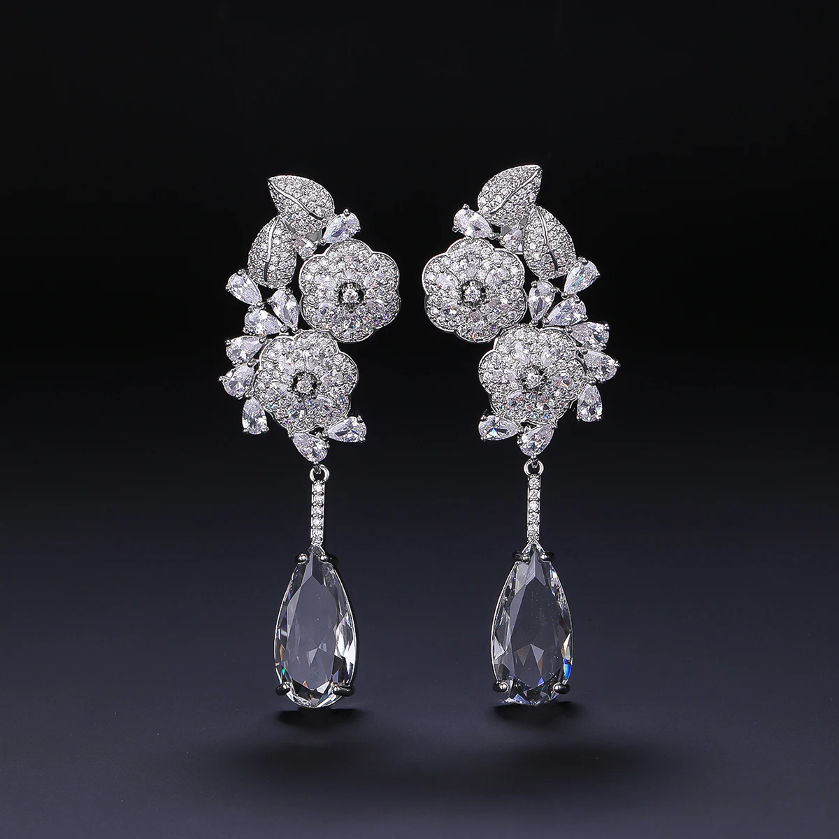

Fashion High Quality Cubic Zircon Flower Earrings Wedding Bridal Glamour Dinner Party Dress Accessories CE12311