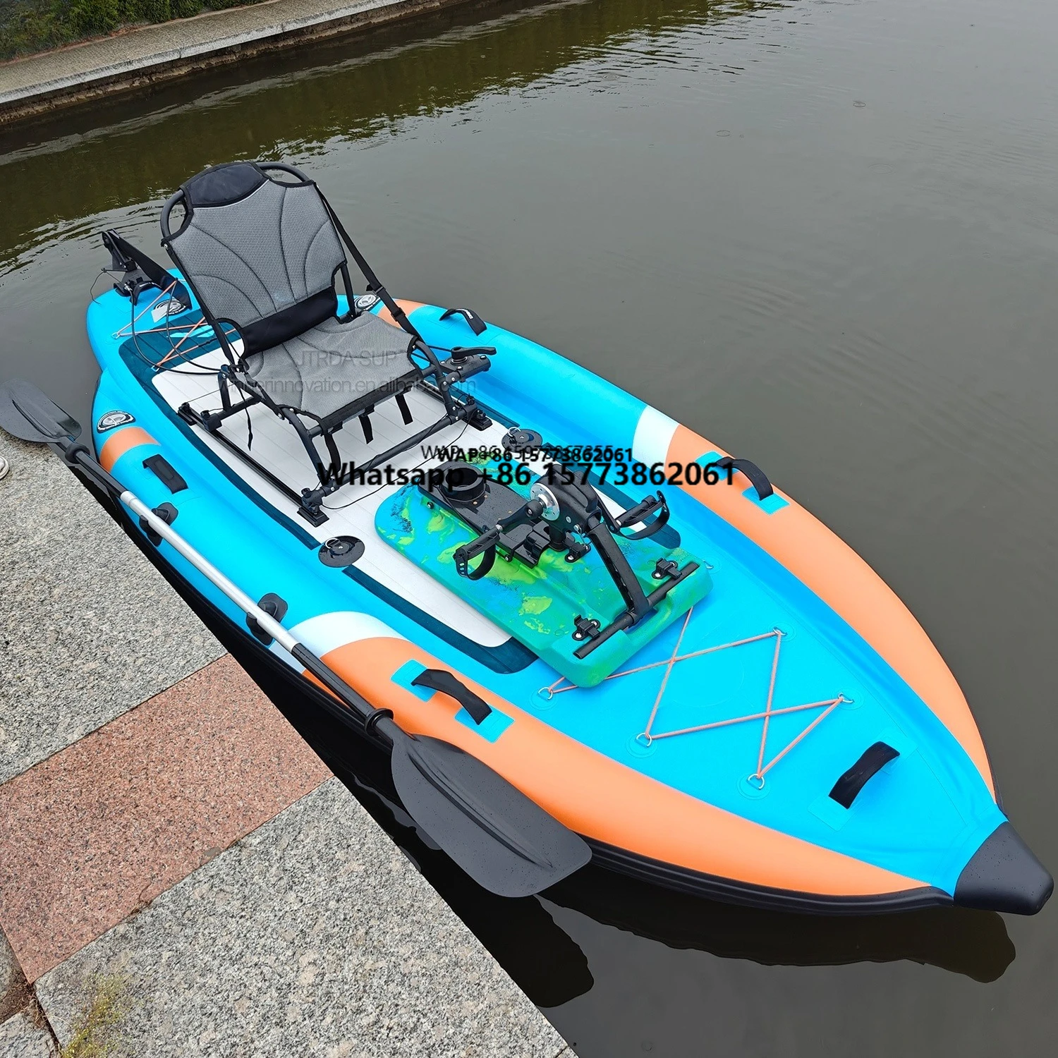 

JTRDA PVC Drop Stitch Pedal Board Kayak Fishing Paddle Board SUP Inflatable Stand up Fishing Paddle Board