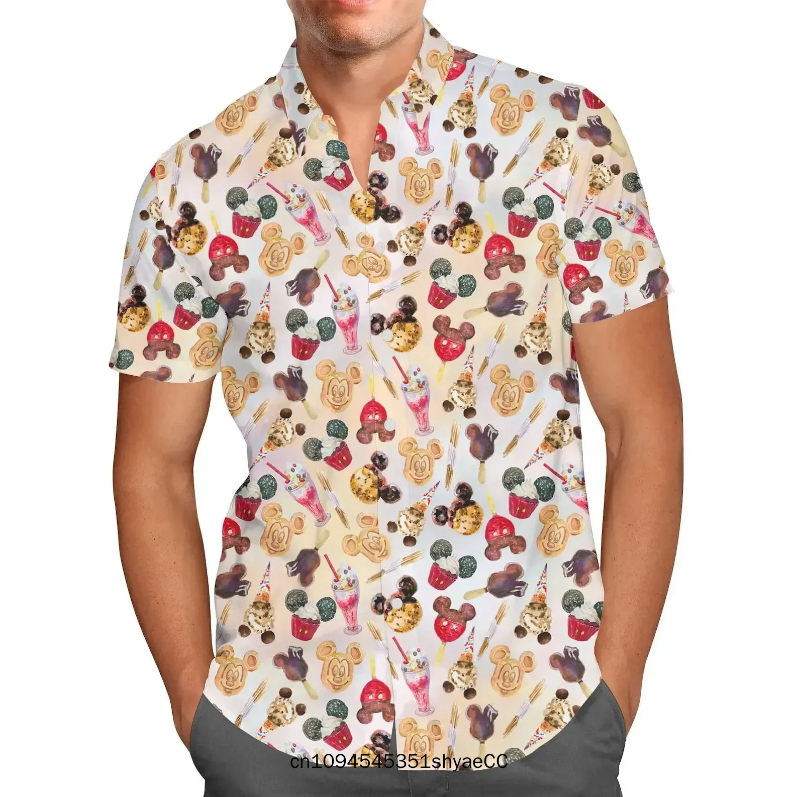 

Mickey Mouse Sketch Hawaiian Shirts Men's Short Sleeve Button Up Shirts Disney Hawaiian Shirts Casual Beach Shirts Fashion Top
