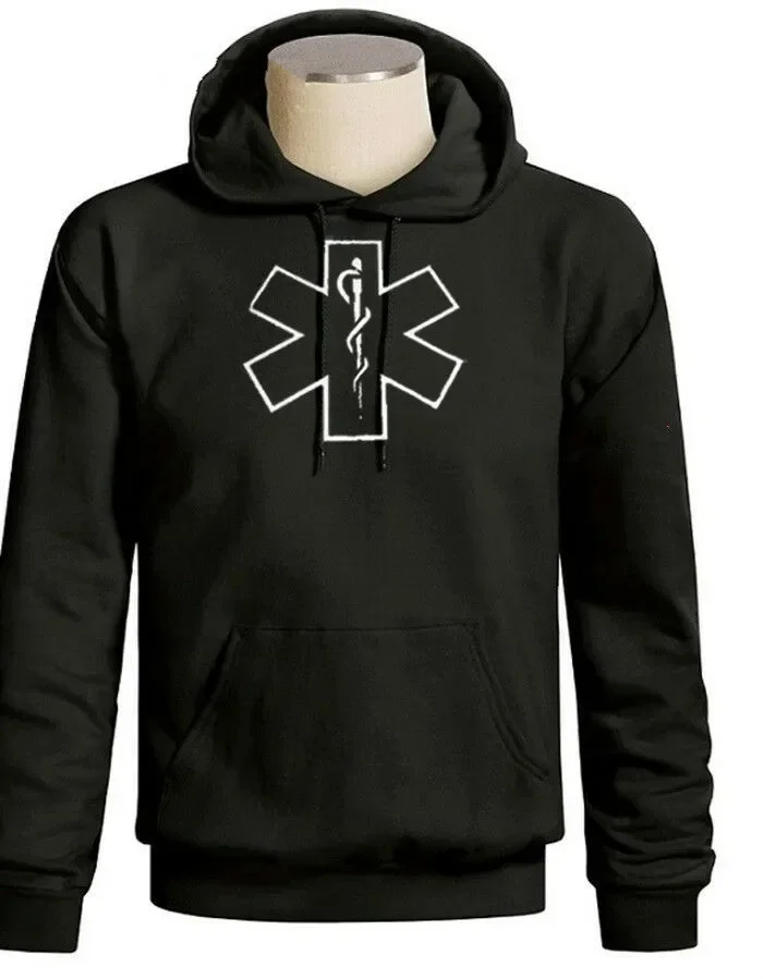 EMT EMS Star of Life Symbol Medic Paramedic Pullover Hoodie Comfortable Cotton Casual Mens Sweatshirt Fashion Streetwear