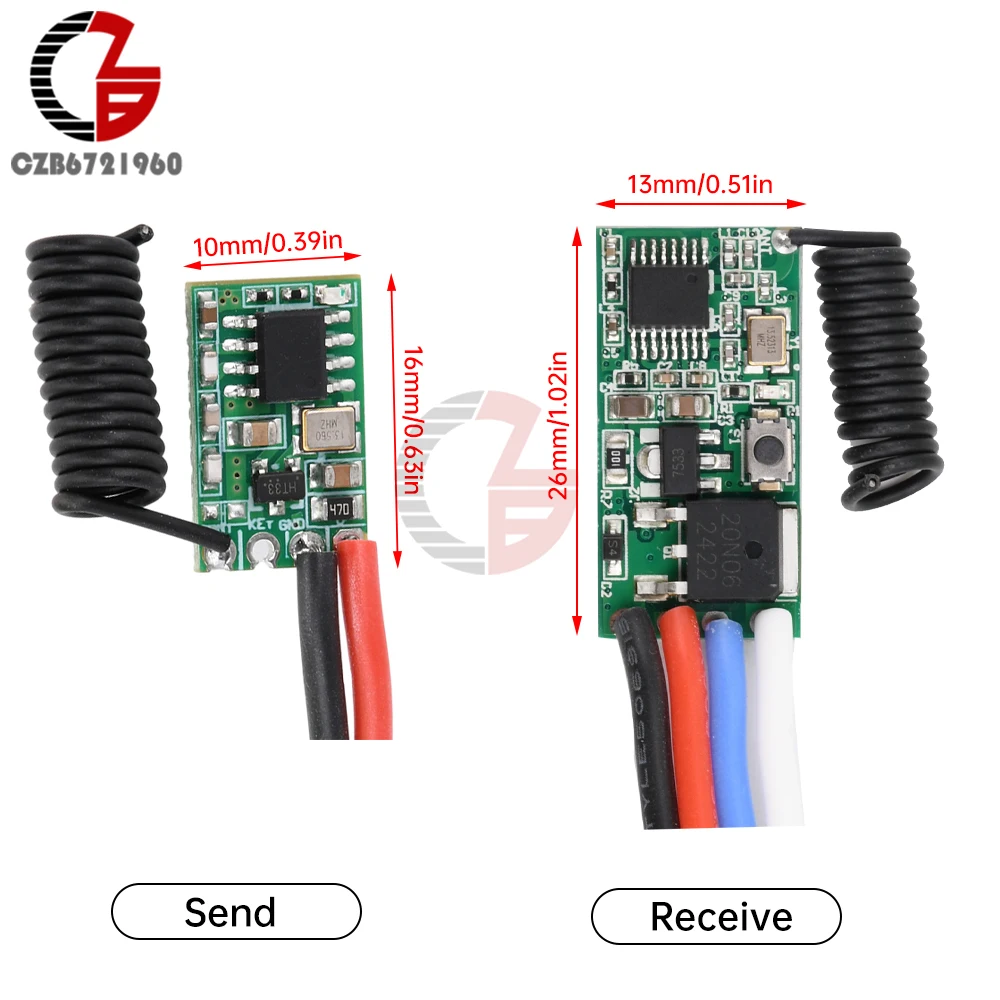 433mhz DC 12V 3.6V 5V 9V 24V RF Wireless Transmitter Module Micro Receiver Transmitter Wireless Remote Control Switch Relay