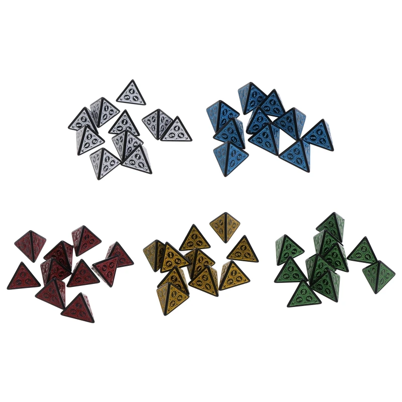 10 Pcs 4-Sided Acrylic Set RPG Polyhedral Single Color Pattern RPG Table Game Easy to Read Number