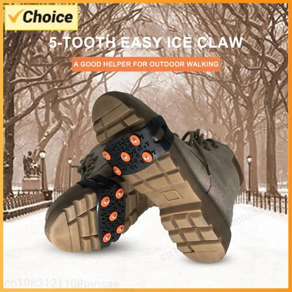 

Накладки-шипы на обувь с 5 зубьями, противоскользящие, для альпинизма, унисекс, для снега, аксессуары для ходьбы и походов