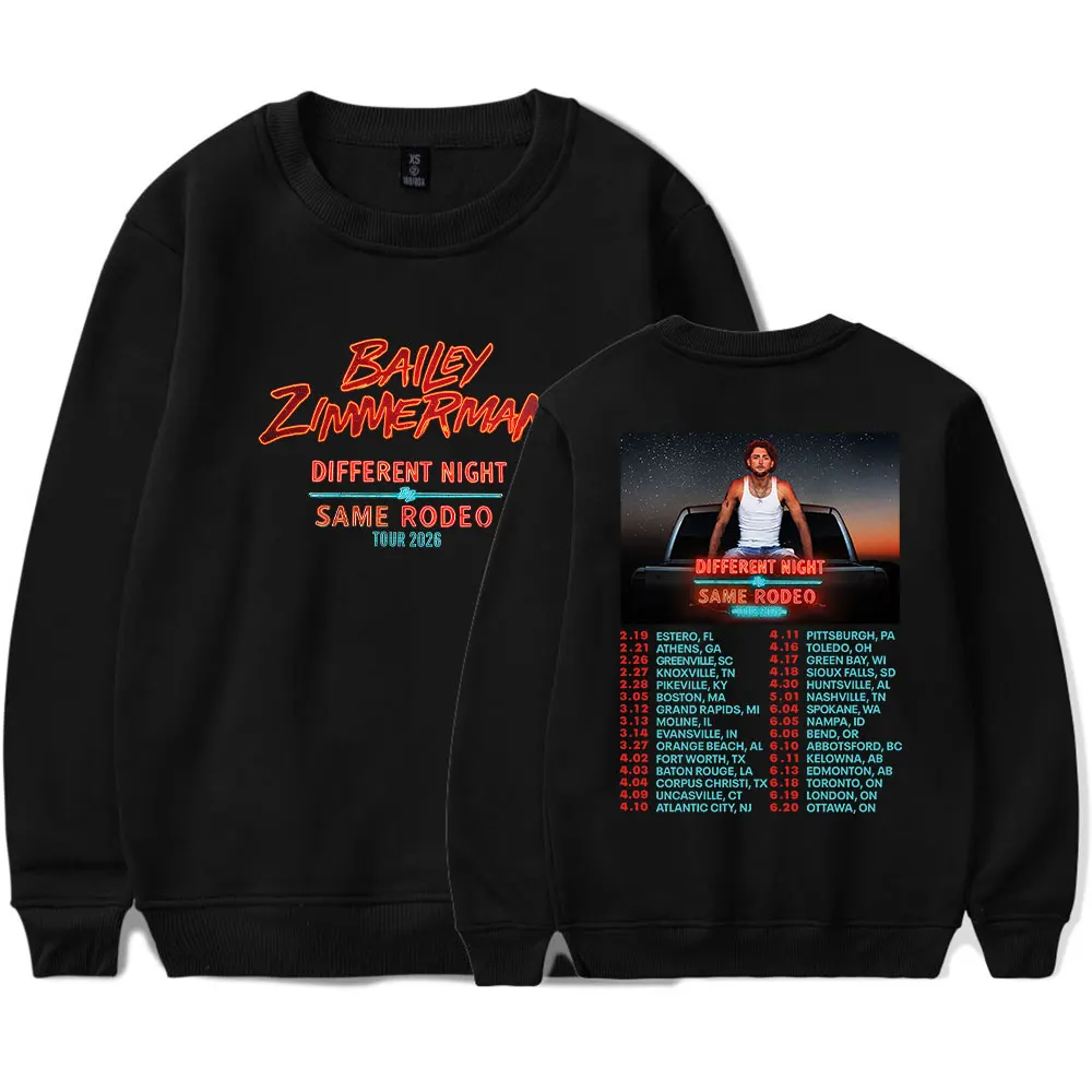 Sudadera Unisex de Manga Larga con Cuello Redondo de la Gira Different Night Same Rodeo 2026 de Bailey Zimmerman