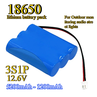 18650 Li Ion Battery 12.6V 3S1P Lithium-ion Battery Pack for Backup Power for Outdoor Monitoring Audio Street Lights Camerar