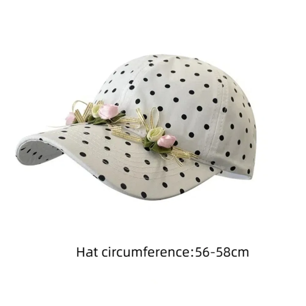 Korean Polka Dot Printing Bow Baseball Caps Thin Sun Protection Sun Hat Adjustable Sweet Bow Snapback Hat Summer