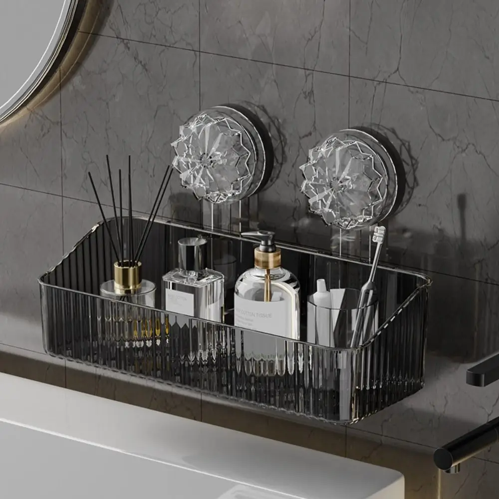 

Wall Mounted Suction Cup Shelf Stable Strong Load-bearing Capacity Storage Rack Punch-Free Space Saving Draining Basket Toilet