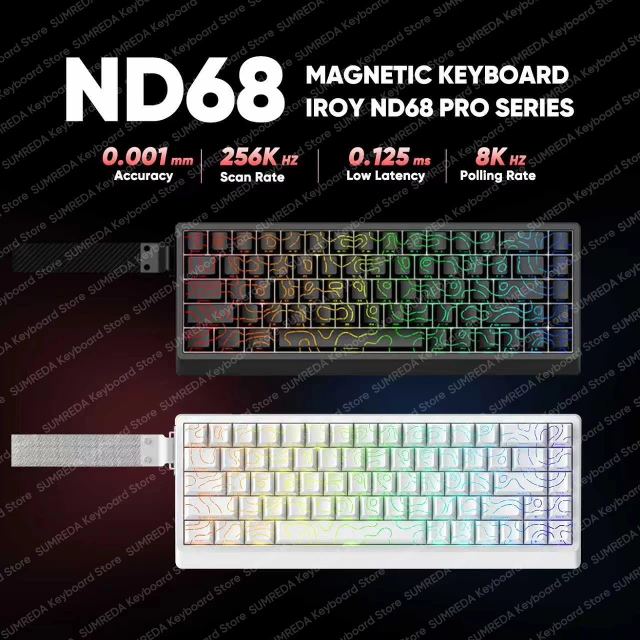 IROK ND68 Pro Gaming Mechanical Keyboard 68% layout Magnetic Switch Hall Effect 8K RT0.001mm RGB GASKET Wired Gaming Keyboard