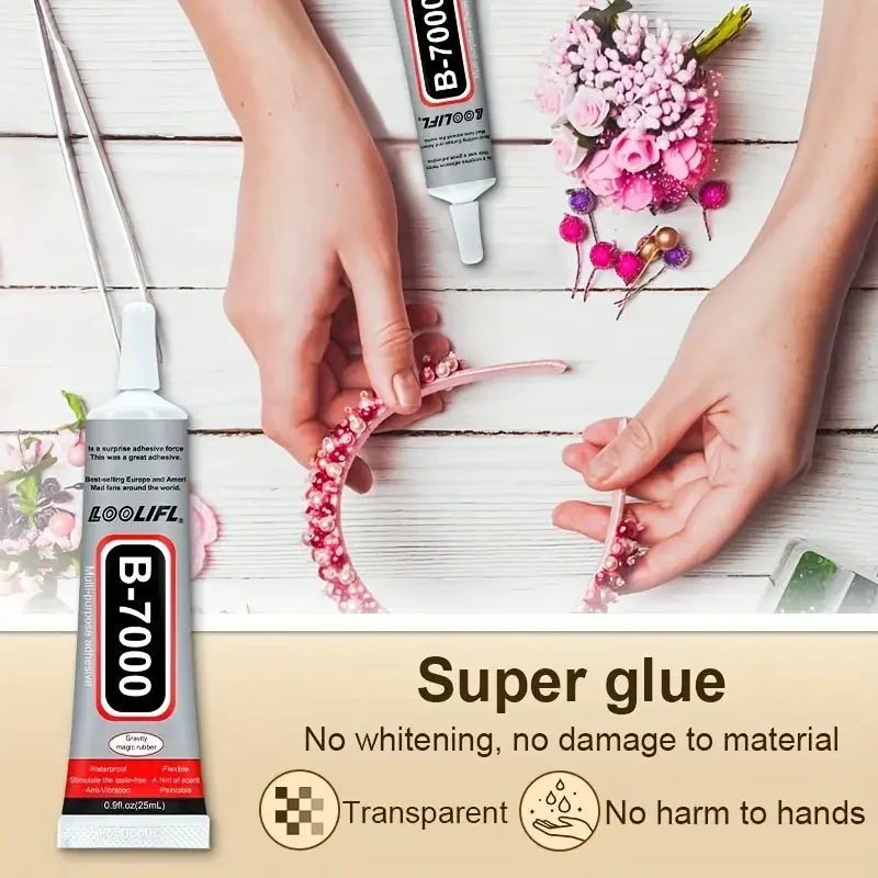 B7000 Jewelry Craft Glue, Nail Art Glue, Specially Designed for DIY Jewelry Inlaying! Transparent, Traceless, Non-Yellowing, Highly Adhesive, Waterproof, and More Durable Precise Needle Design, Easy for Attaching Pearl