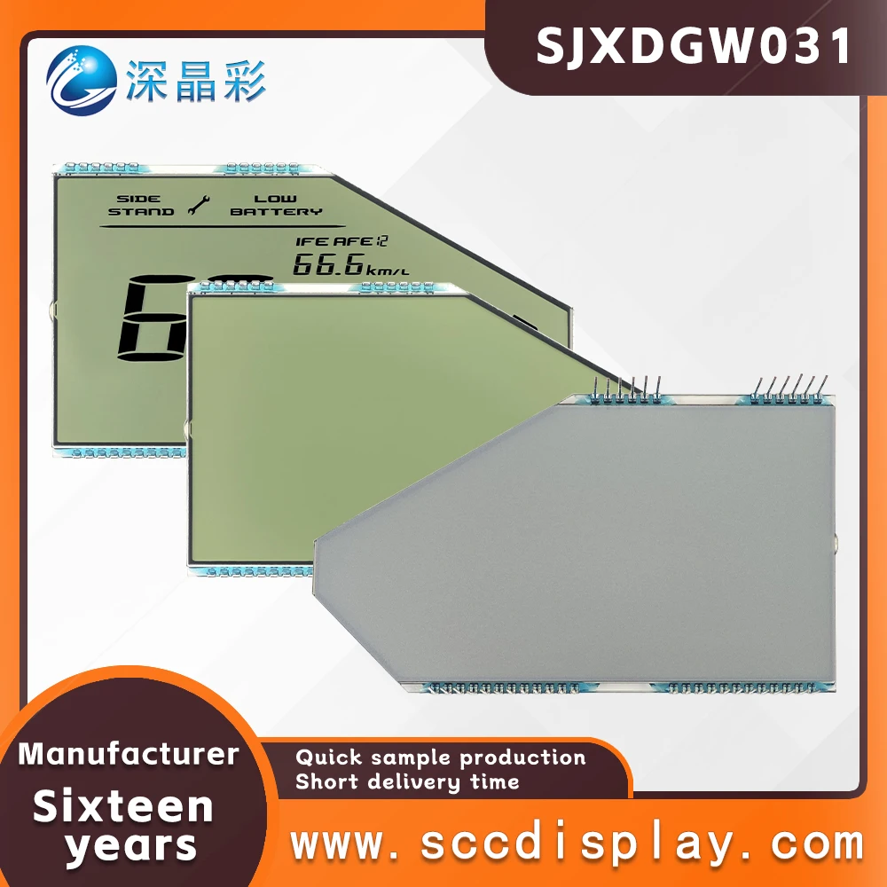 Display monocromatico lcd con fornitura diretta in fabbrica SJXDGW031 Schermo segmento moto personalizzato Schermo display strumento antiriflesso