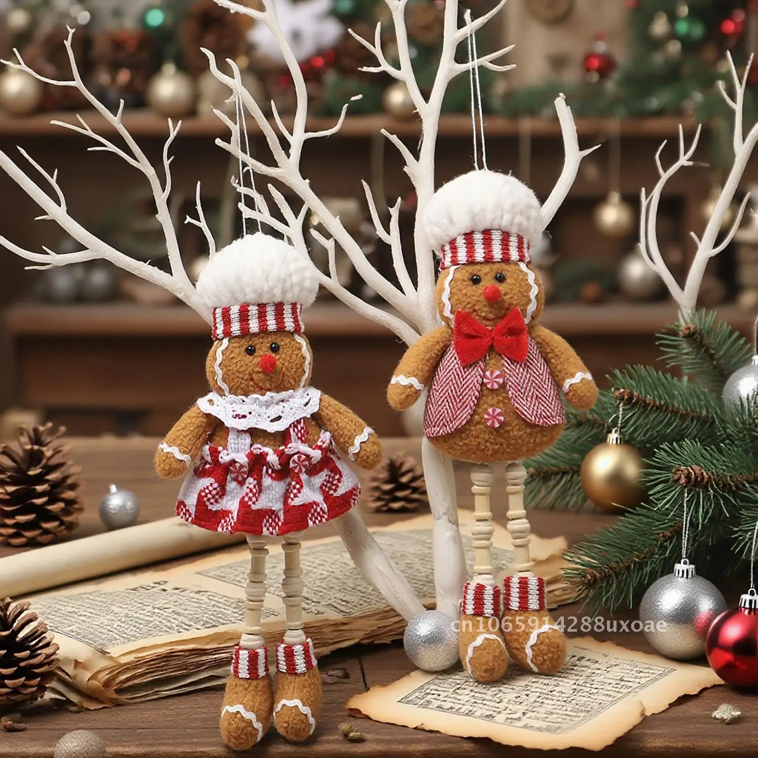 

New Fabric Long Legs Hanging Foot Gingerbread Man Doll Pendant Cartoon Doll Pendant Christmas Tree Accessories