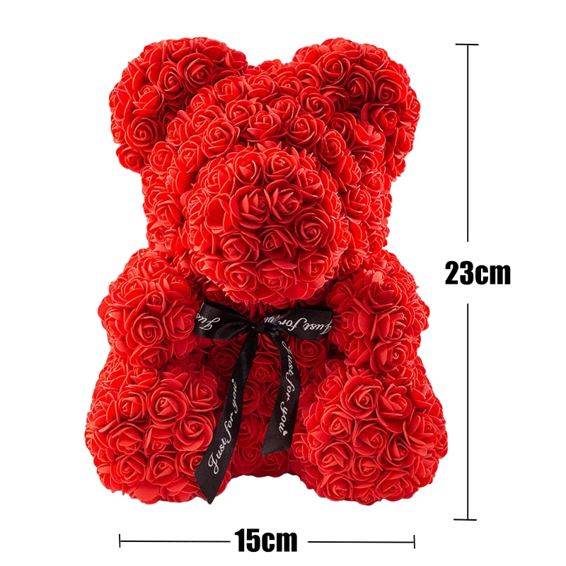 Wedding Decoration Rose Bear Artificial Flower With Box and Light Rose Teddy Bear For Women Valentines Girlfriend Birthday Gifts