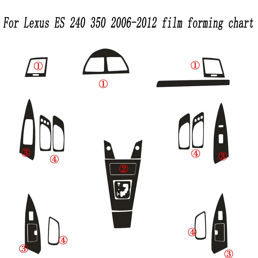 

For Lexus ES240 350 2006-2012 Interior Central Control Panel Door Handle Carbon Fiber Stickers Decals Car Styling Accessorie