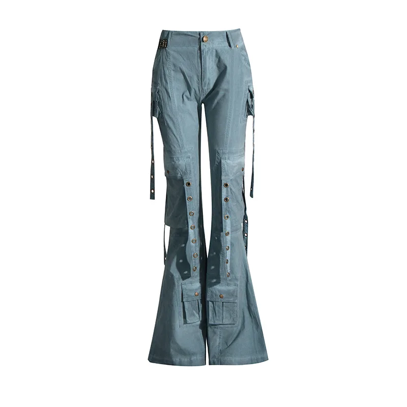 New in 2023high-waisted Flared Jeans Women Fashion Cargo Pants Slim Causal Grunge Punk Trousers Mopping Floor Capris Pant