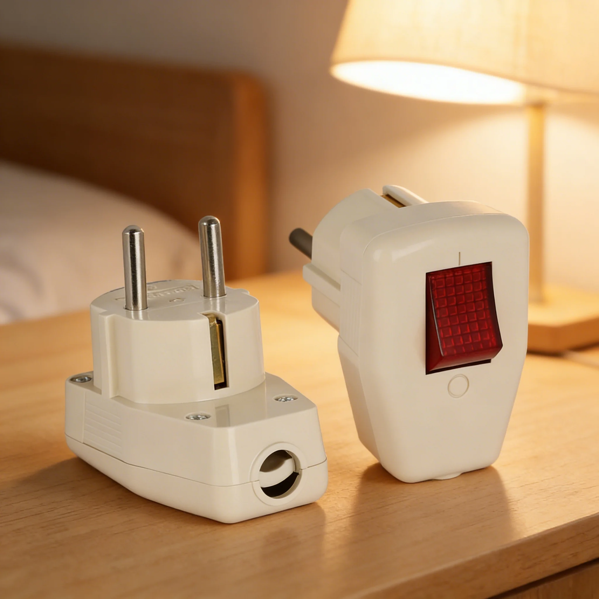 16A EU Schuko Power Plug with Red ON/OFF Switch, Type E/F Power Connector 250V European Germany Schuko Receptacle for Power Cord