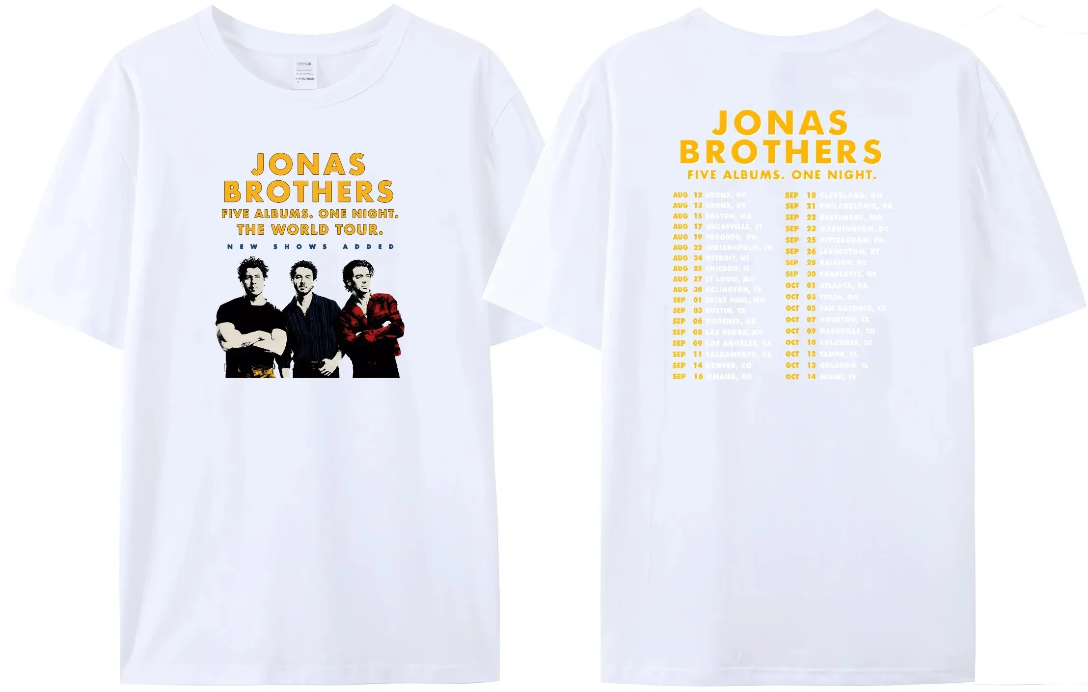 2024 New Amazing Quality Jonas Summer Black T Shirt North America Tour Popular Fan Tees Brothers Rock 5 Album Double Sided Tees