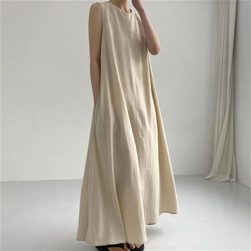Langes Kleid für Damen, A-Linie, Y2K Streetwear, Rundhals, Ärmellos, Lässig, Locker, Elegant, Patchwork, Party, Nacht, Arbeit 2026