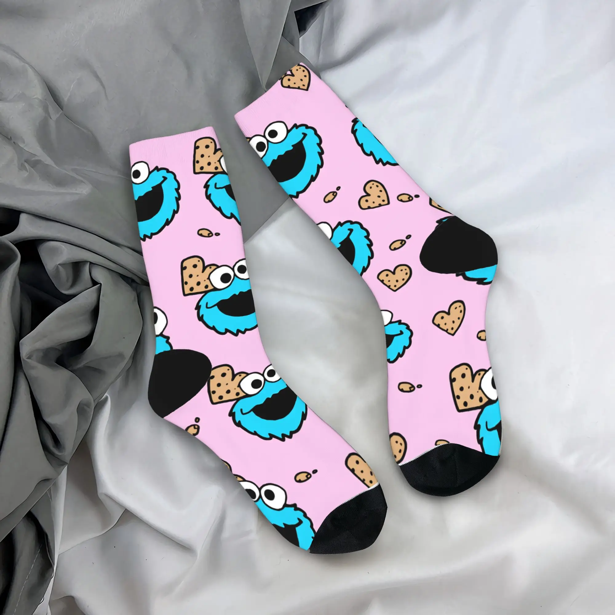 Cookie Monster Socks Autumn Sesames Streets  Stockings Vintage Men Soft Socks Design Outdoor Non Slip Socks