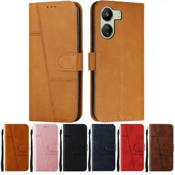 Funda con tapa para Xiaomi Redmi 13C, carcasa protectora de cuero de lujo