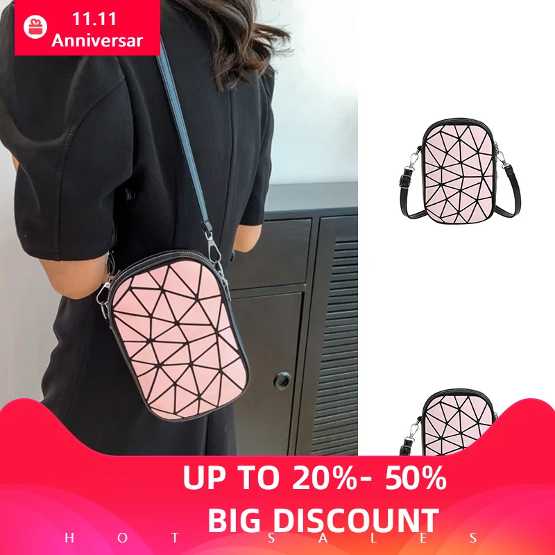 Hot Geometry Bags Women's Geometric Handbag Small Phone Holder Shoulder Crossbody Bags Luxury Leather Brand Style Luminous Bags