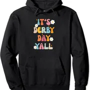 Polarshe-Sudadera con capucha para hombre y mujer, suéter Unisex con estampado divertido de Carreras de Caballos Groovy It's Derby Day, Yall Derby