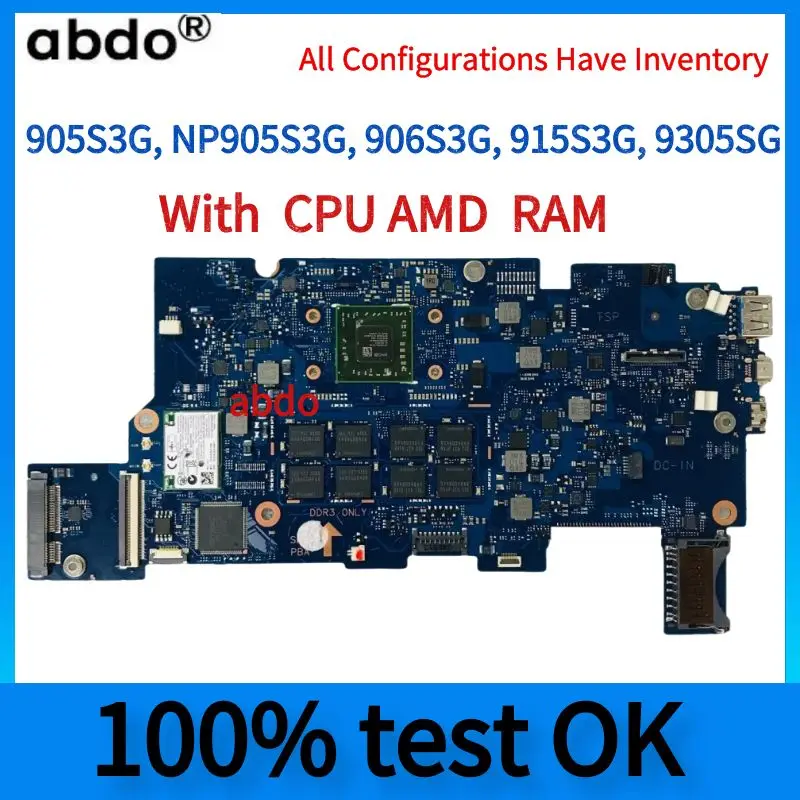 For Samsung 905S3G, NP905S3G, 906S3G, 915S3G, 9305SG,Laptop Motherboard.ATIVI A6 HD, BA41-02277A 8250, 4GB RAM, BA92-13377B