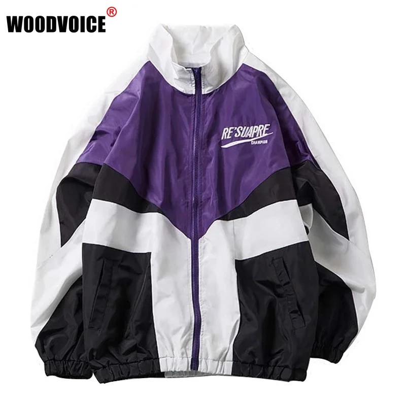 

Men College Style Varsity Jacket 2023 New Casual Couples Letter Embroidery Bomber Jackets Street Loose Patchwork Zipper Coat