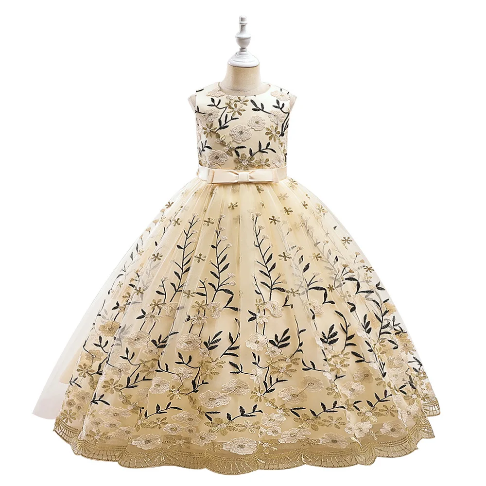 Flower Girl Christmas Dress Children Long Bridesmaids Party Princess Dresses for Kids Pageant Evening Birthday Gown Vestido