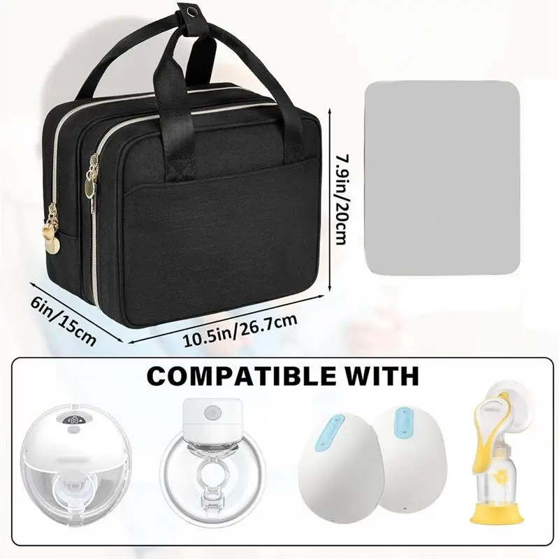 AA76-Bolsa de almacenamiento para extractor de leche portátil, bolsa de viaje enfriadora de leche materna para modelos Momcozy/Medela Elvie/Willow