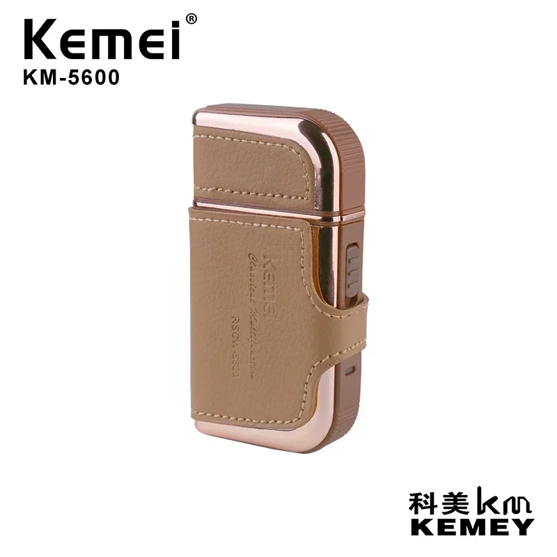 EllMEI KM-5600 Hommes Voyage Rasoir Simple Lame Alternative Barbe Rasoir Mini Portable PU Électrique Rasage Machine