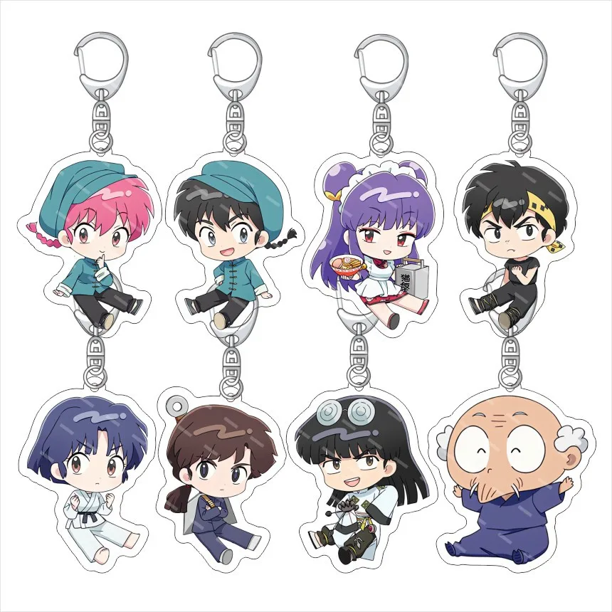 Figuras de Anime japonés Ranma Nibun no Ichi, Ranma Tendou Akane, Cosplay, placa de cadena ky acrílica, decoración de escritorio, llavero de pie, 6cm