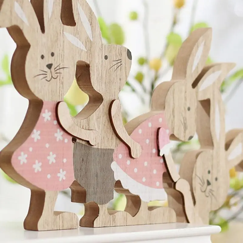 Door Frame Decor Cute Wooden Rabbit Easter Door Corner Decorations Decorative Wooden Easter Bunny Wall Pediments Fun Frame