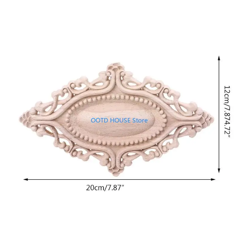 103a 4pcs الخشب المنحوت على عكس النقل البيضاوي زهرة الأثاث الأثاث الأثاث ديكور. #6