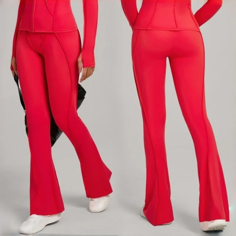 

Женская одежда для йоги с широкими штанинами, облегающие брюки-клеш для фитнеса, повседневные спортивные брюки с высокой талией для танцев