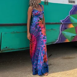 Ladies Sexy Party Cross Backless Vestidos Summer Fashion New Sleeveless Printed High Waist Commute Elegant Beach Dress For Women