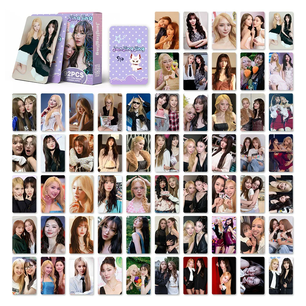 92PCS JanJingjing Lomo Cards Set Thai GL Star Merch 60P Couple HD Photocards + 32P Decor Stickers Fans Collection Gift image 6