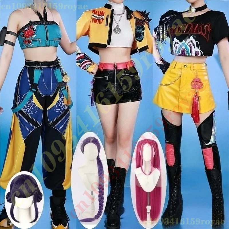 

Rumi Zoey Mira Huntrix Kpop Demon Cosplay Hunters Korea Idol Stage Uniform Sexy Dress Wig Woman Girl Suit Halloween Carnival Cos